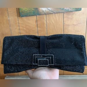 Authentic Judith Leiber Black Satin Jeweled Evening Clutch Bag Handbag Purse EUC